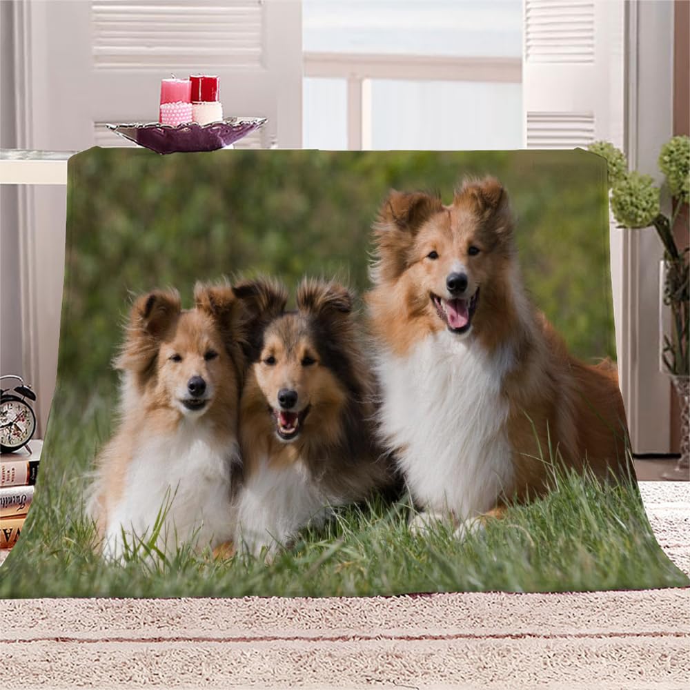 3D Owczarek szetlandzki Koc dla niemowląt Puszysty Flanelowy Koc Uroczy Szczeniak Koc Miękki i Ciepły Koc 70 x 100 cm Kocyk dziecięcy Pieczęć Dziecięca