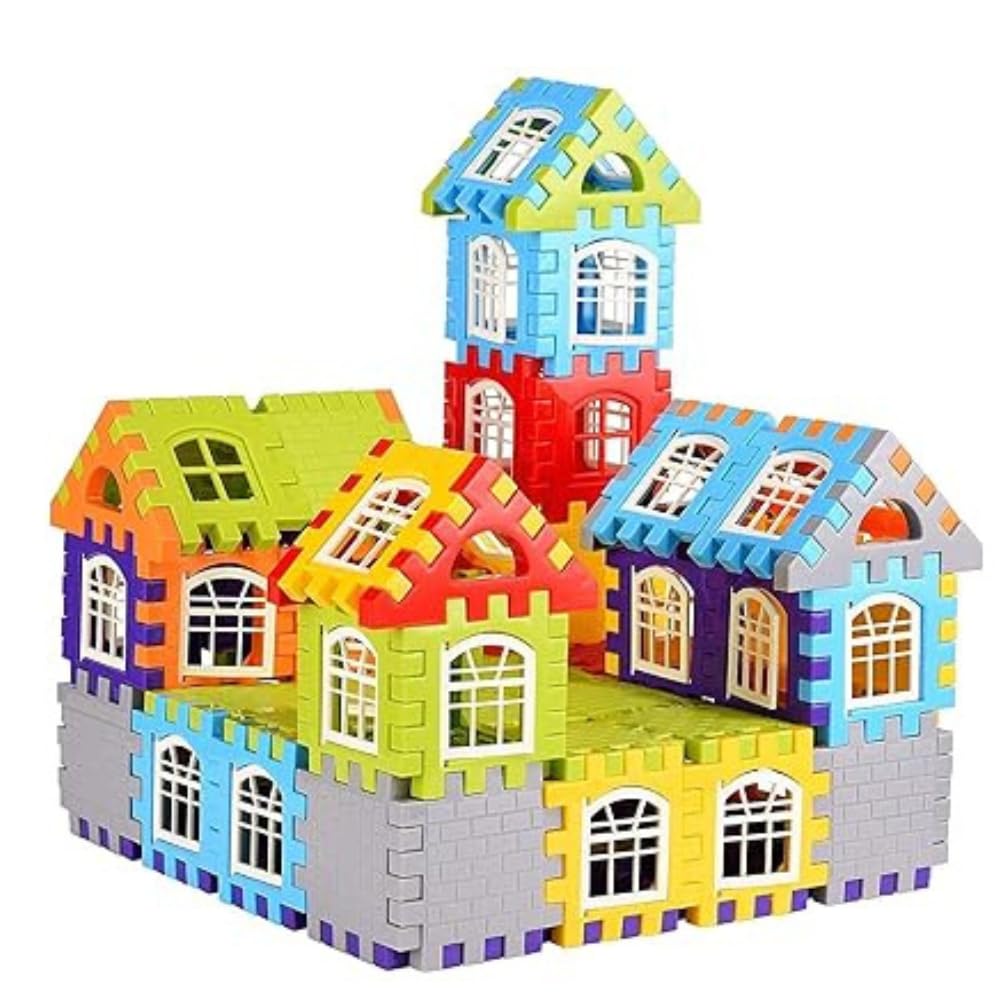 Creative Building Block Set - My Happy House Home Blocks - Educational Toy for Colorful House Building Blocks Set for Kids for 3-8 Years Old Kids Boys & Girls,Multicolor,72 Piece-image-30