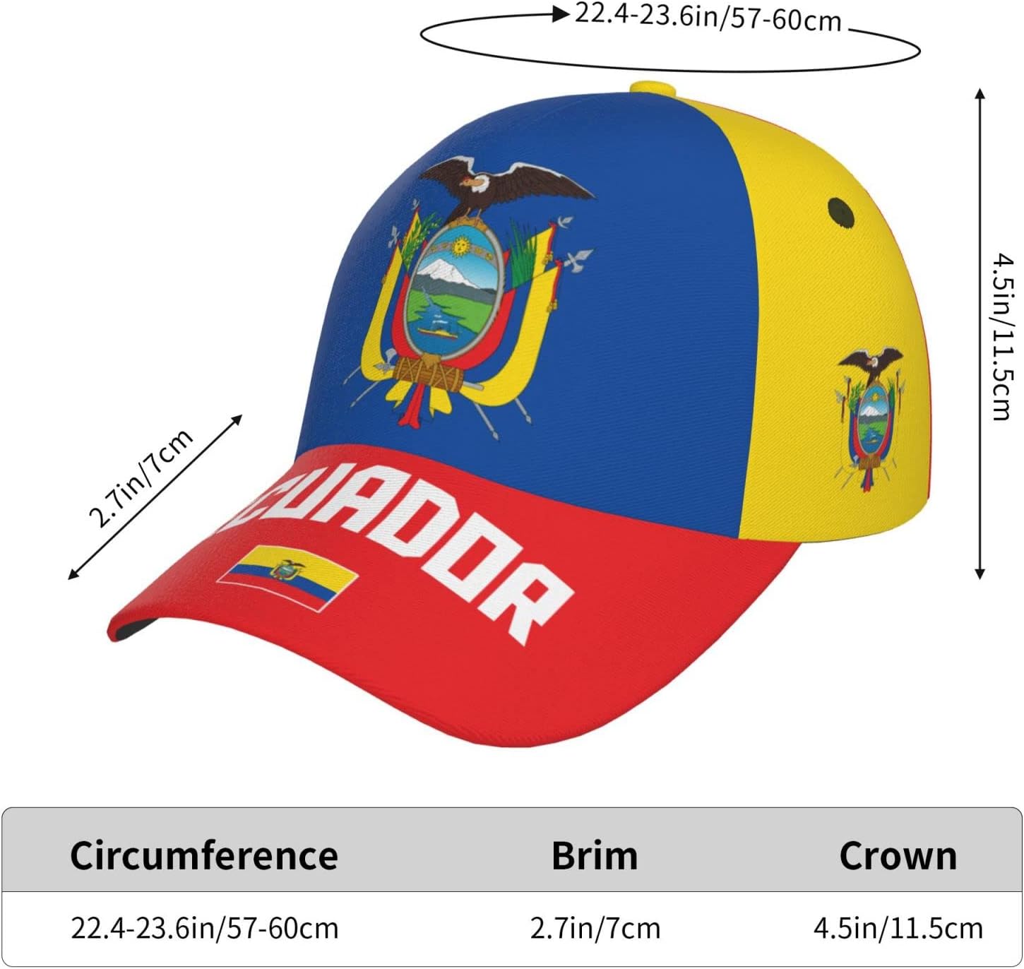 Ecuador Flag Cool Ecuadorian Baseball Cap 3D Full Print Adult Unisex Adjustable Hat Soccer Patriotic Caps - Image 5