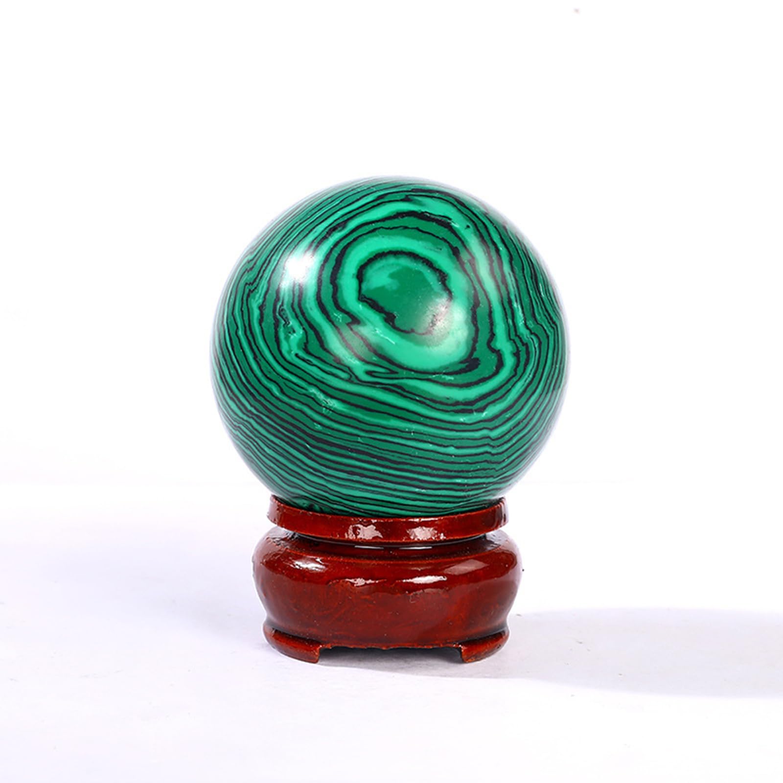 RVBLRDSE Malachite Crystal Sphere Gemstone Ball Sculpture Figurine with Wooden Stand for Divination Home Decoration 1kg Gemstone Stone