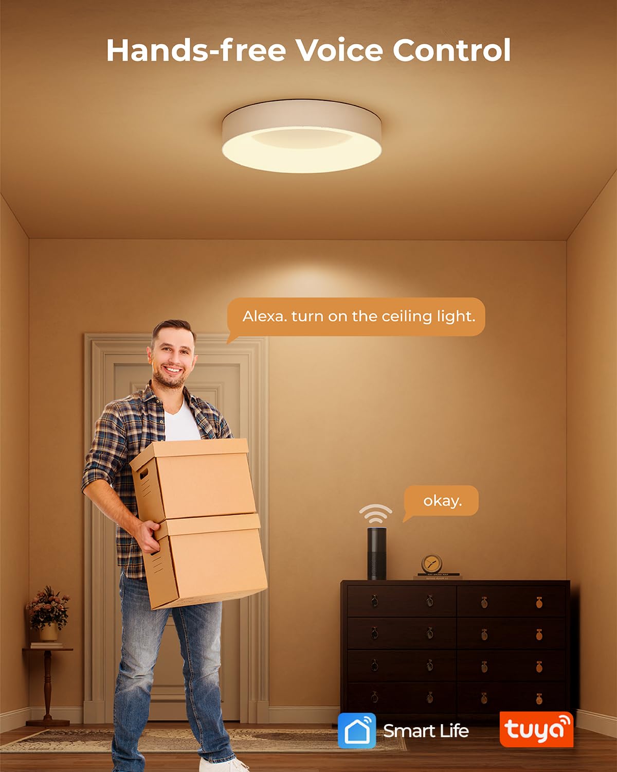 Matane Smart LED Deckenleuchte Dimmbar, 24W RGB Deckenlampe mit APP Steuerung & Fernbedienung, Kompatibel mit Alexa & Google Assistant, Licht für Schlafzimmer Kinderzimmer Wohnzimmer Rund Weiß 28cm