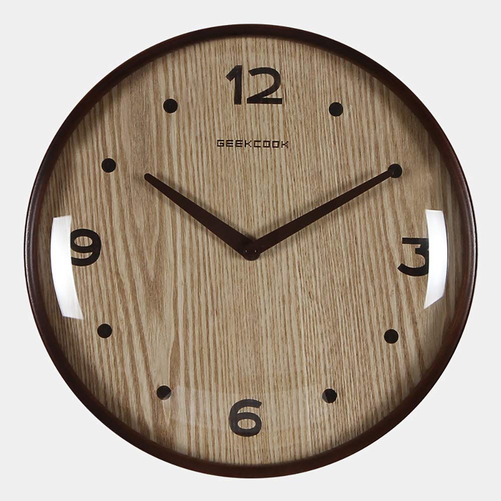 Horloge murale en bois avec verre courbé horloge de bureau et salon moderne 30 cm