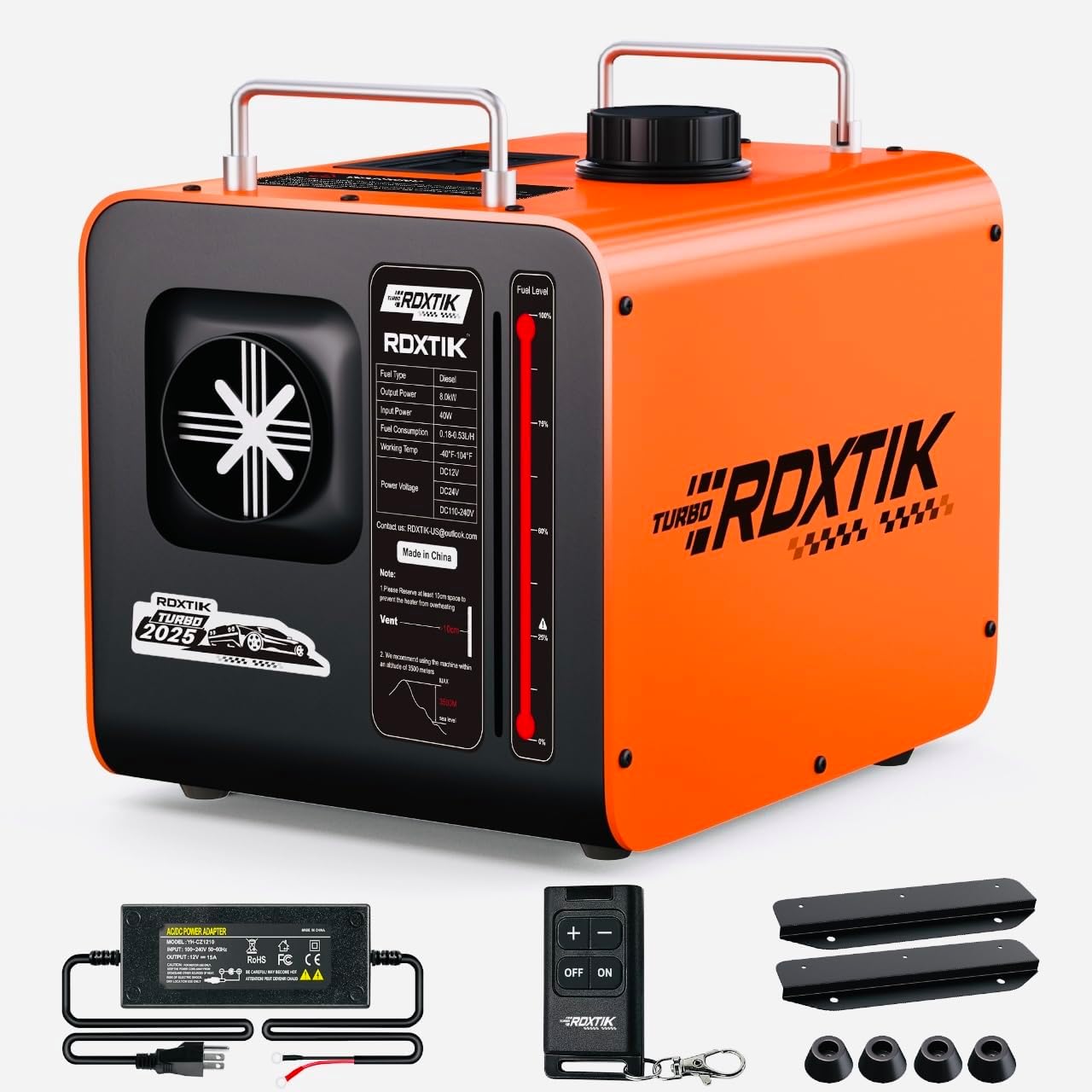 8KW diesel heater with LCD, 12/24V, 110-240V transformer, remote