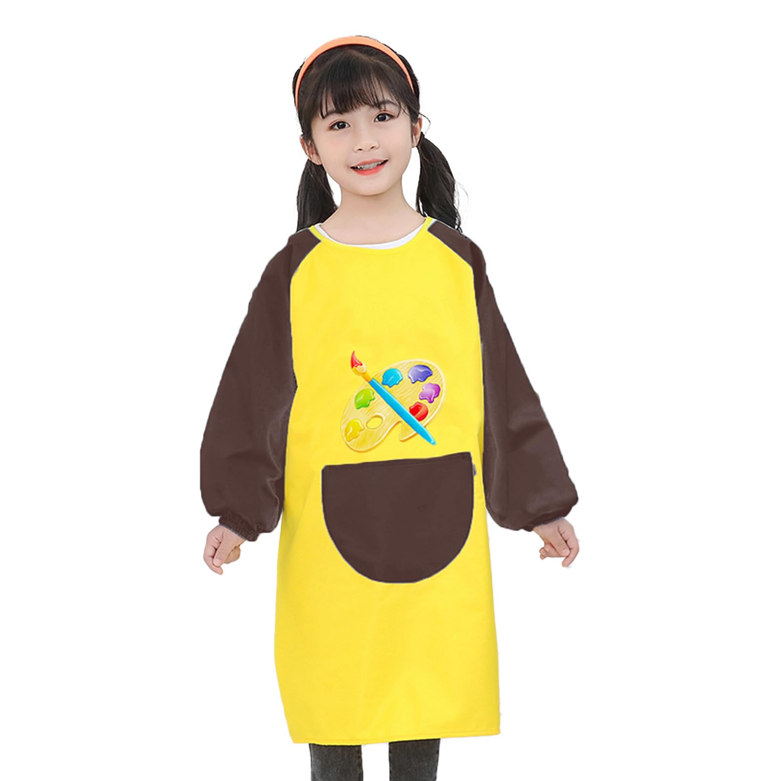 YMWALK Kids Painting Apron for Age 3-7 Years Girls and Boys,Waterproof Art Smock Toddler Apron with Long Sleeve and Pockets for Painting, Baking,Cooking, Eating, Messy Play,Arts Crafts
