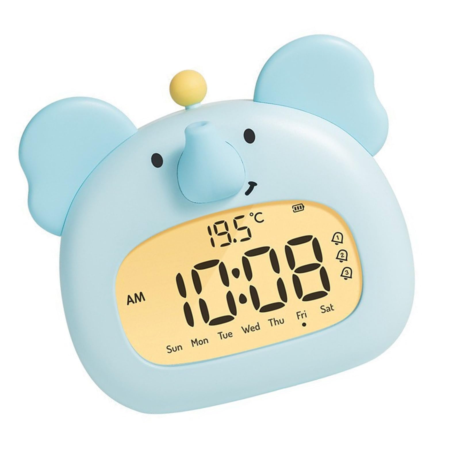 Nucelit Children Bedsides Alarm Clock with USB Rechargeable Battery Cartoon Animal Shape 3 Alarms Brightness Snoozes Cartoon Animal Desk Clock with USB Rechargeable