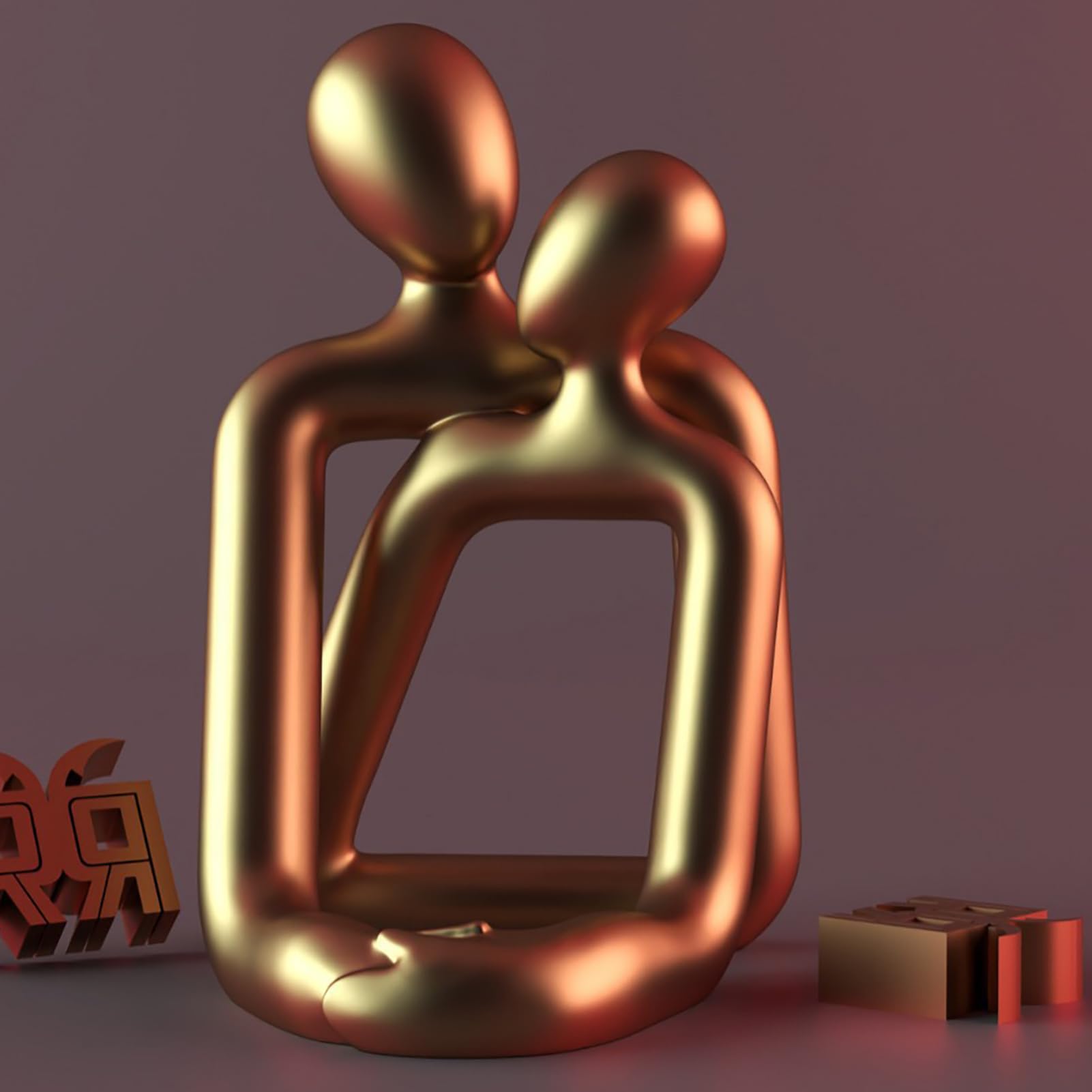 Escultura de pareja cariñosa, regalo del día de San Valentín, estatua abstracta de amor apasionado, portavelas romántico (B)
