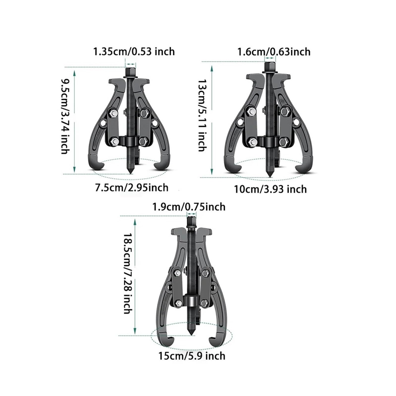 Estrattore per ingranaggi a 3 ganasce 1pc Estrattore for ingranaggi 3/4/6 pollici 3 Jaw 2 Strumento di rimozione puleggia reversibile Grado professionale resistente