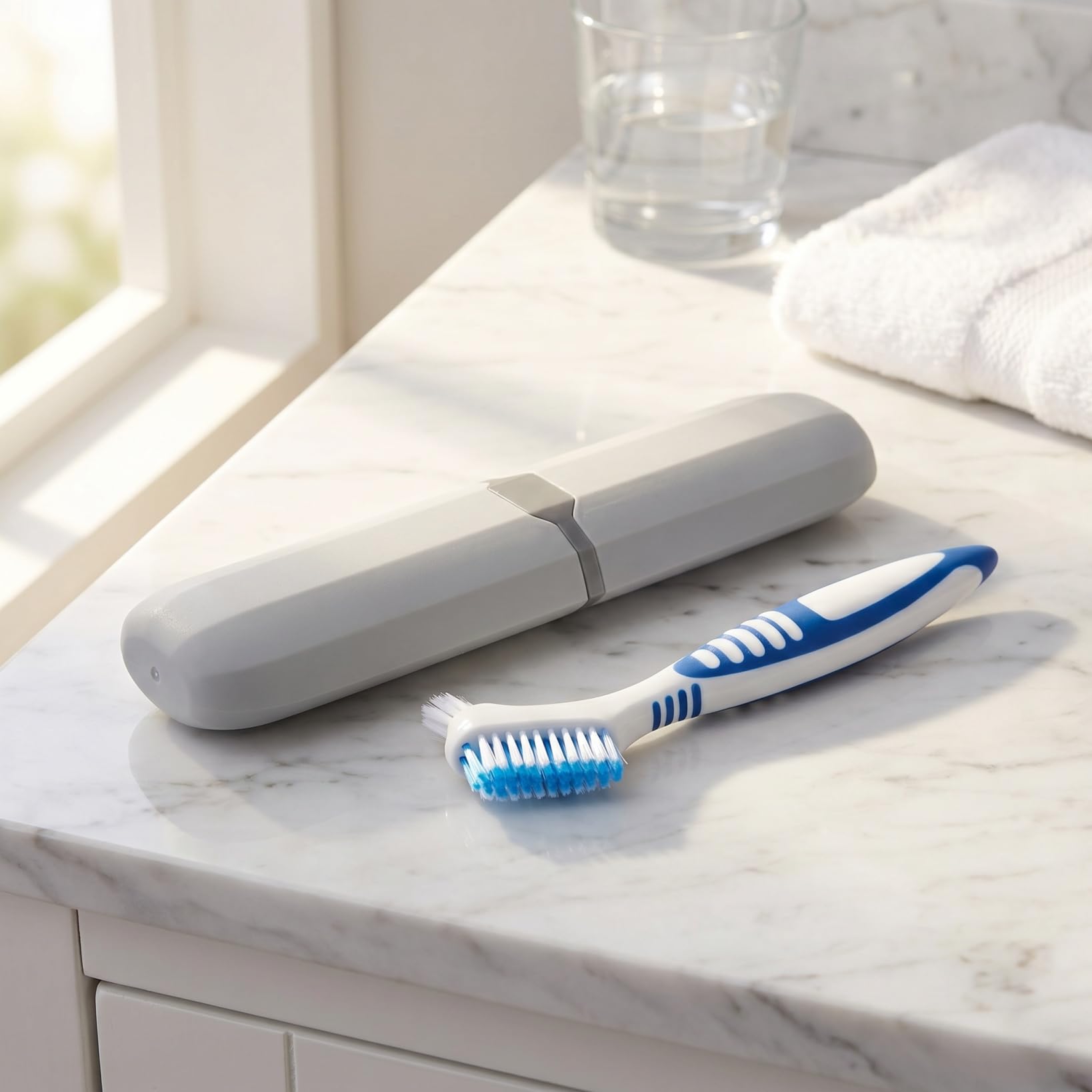 Mikinona Brosse Dentier Avec Étui De Voyage Brosse À Prothèses Dentaires Portable Boîte De Protection Pour Appareil Dentaire Rangement Hygiénique Pour Maison Bureau Et Déplacements