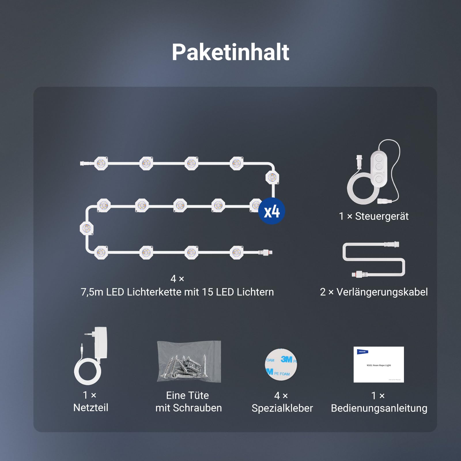 NEEWER 96ft Permanente Außenstrahler für Hausdekoration, Smart AI RGB IC CW Außen Dachüberstand Lichterkette, 60 LED Leuchten, App Steuerung 50+ Szenen IP65 wasserdicht, kompatibel mit Alexa, NR02