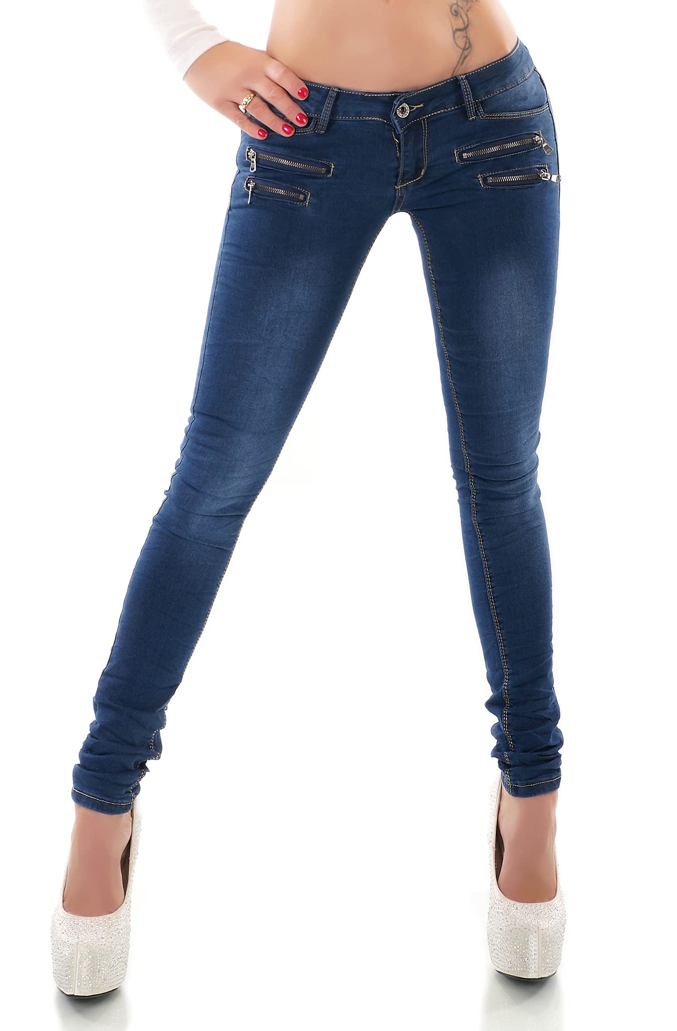 Jeans da donna a basso rise, jeans skinny slim fit, stretch, XS-XL