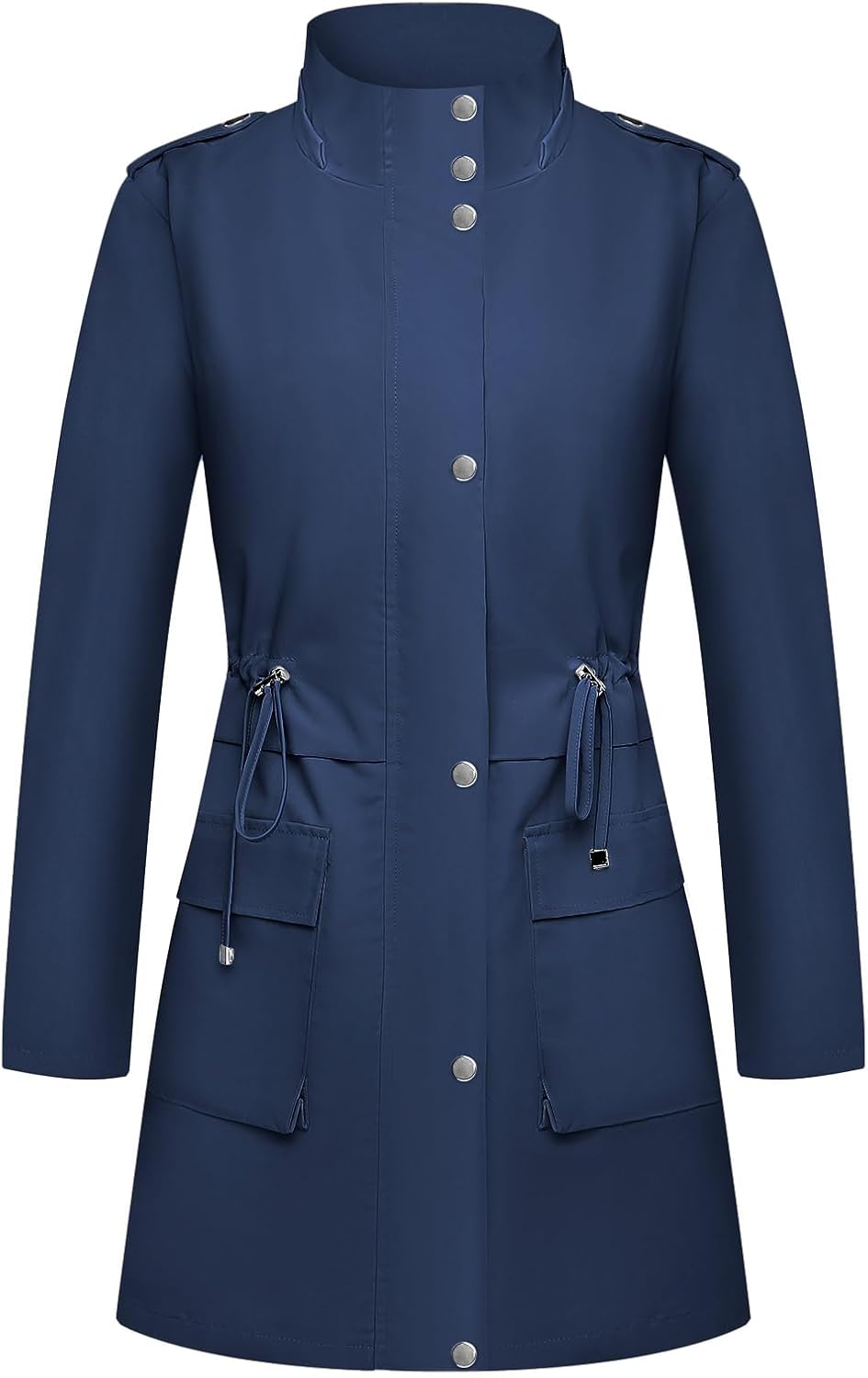 Womens Rain Jacket with Hood, Long Rain Coat for Women Waterproof Trench Coat Lined Windbreaker Fall Jacket - Image 7