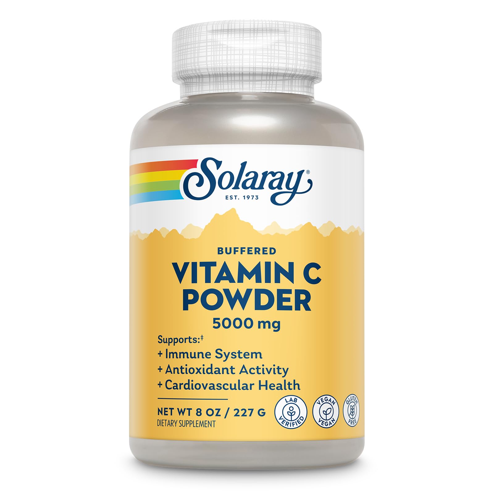 SOLARAY Vitamin C, 5000 mg, Powder (Ascorbic Acid), Immune Function, Antioxidant, Skin, Bone & Blood, 227 Grams