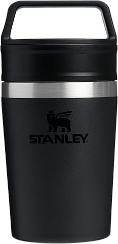 STANLEY Termo Cafe To-Go 0.23L - Mantiene 3 Horas Caliente - 4 Horas Frío - Sin BPA - Antifugas y Apilable - Apta Para Lavavajillas - Taza Café Para Llevar - Vaso Termico - Black