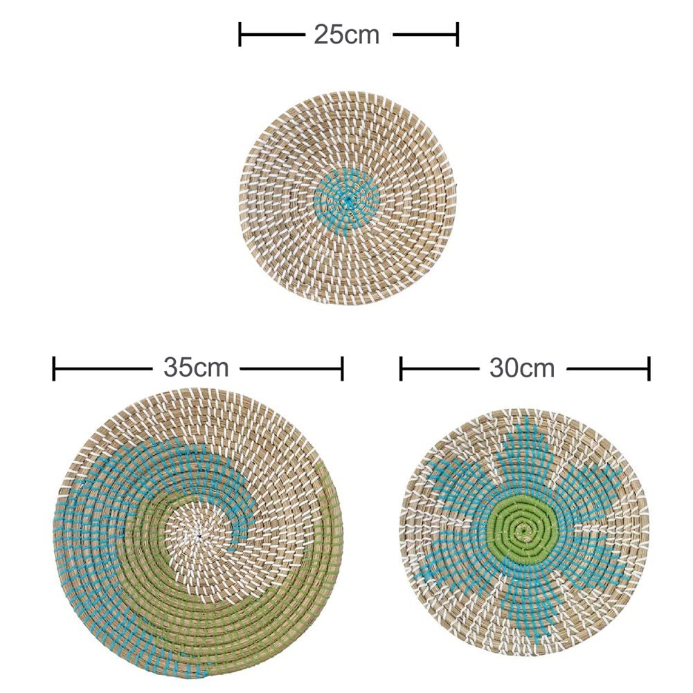 Cestino da Appendere alla Parete, Set di 3 Cesti da Parete in Vimini da Appendere,cesti da Appendere in Tessuto Naturale,cesti da Parete in Vimini Stile Boho per Casa, Camera da Letto, Cucina