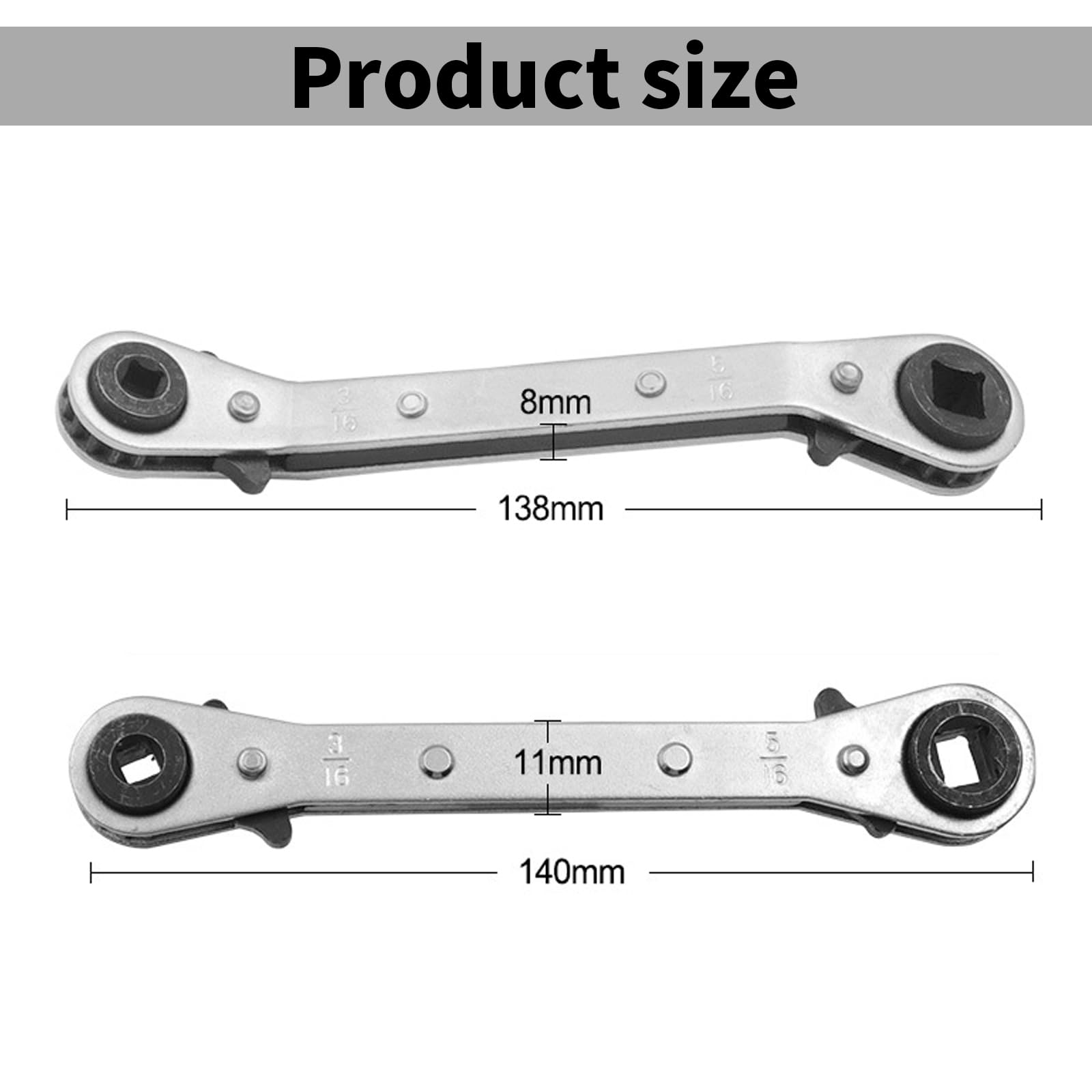 CLKE HVAC Service Wrench Tools, Quad Ratchet Spanner with 4 Sizes 3/8'' 1/4'' 5/16'' 3/16'' - Image 2