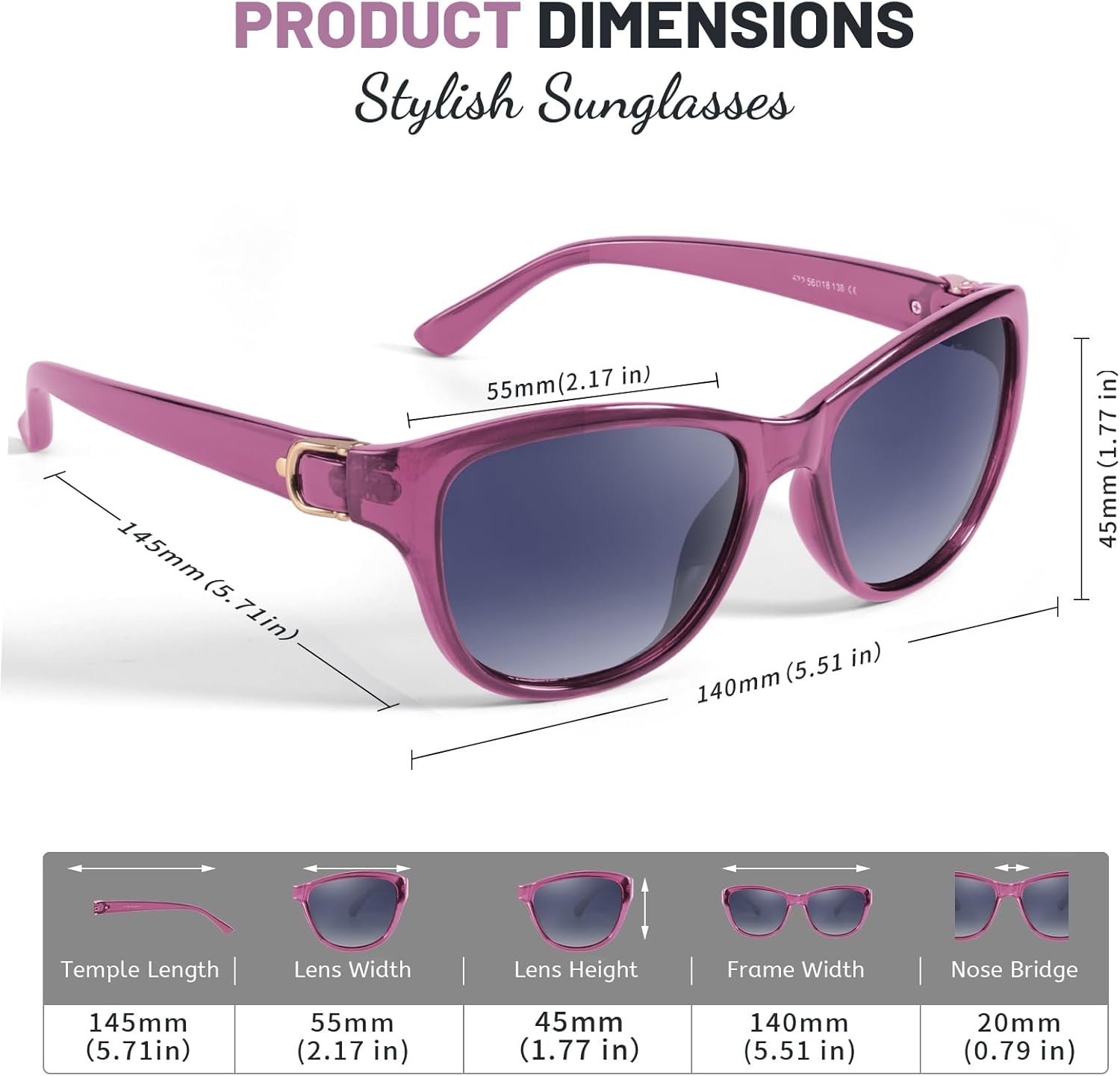 LVIOE Womens Polarized Sunglasses, Cat Eye Sun Glasses with UV Protection for Driving Trendy Stylish Shade