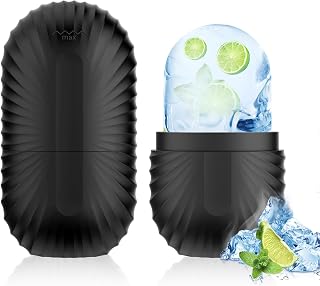 ZPU Reusable Silicone Ice Roller for Face & Eyes - Shrink Pores, Anti-Wrinkle, Reduce Puffiness Black Facial Ice Cube Mold