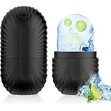 Ice Roller for Face and Eye, Reusable Silicone Ice Facial Roller Ice Holder, Face Ice Mold Skin Care, Ice Cube Roller for Shrink Pores Anti Wrinkle Reduce Puffiness, Black