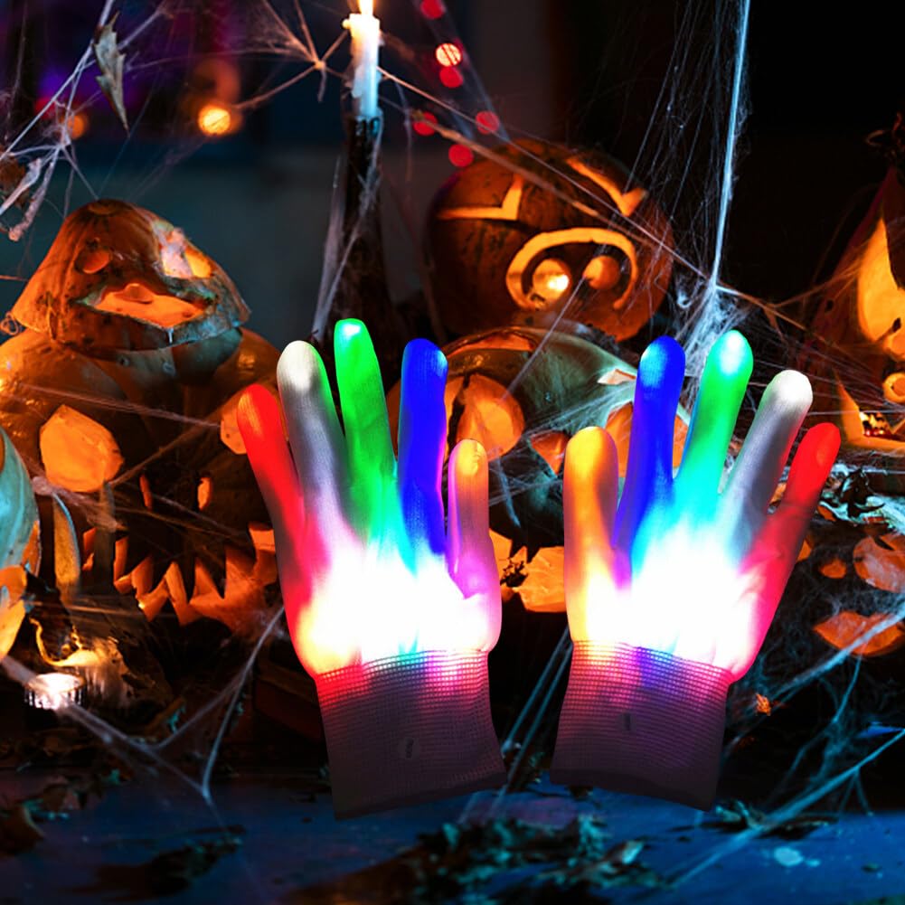 Asudaro Bunte Beleuchtungs Handschuhe, Led Leucht Handschuhe Led Blitz Handschuhe Für Erwachsene Und Kinder, Weihnachten, Halloween, Party, Bühnenauftritt, Atmosphäre, Hand-Requisiten 24cm Spielzeug