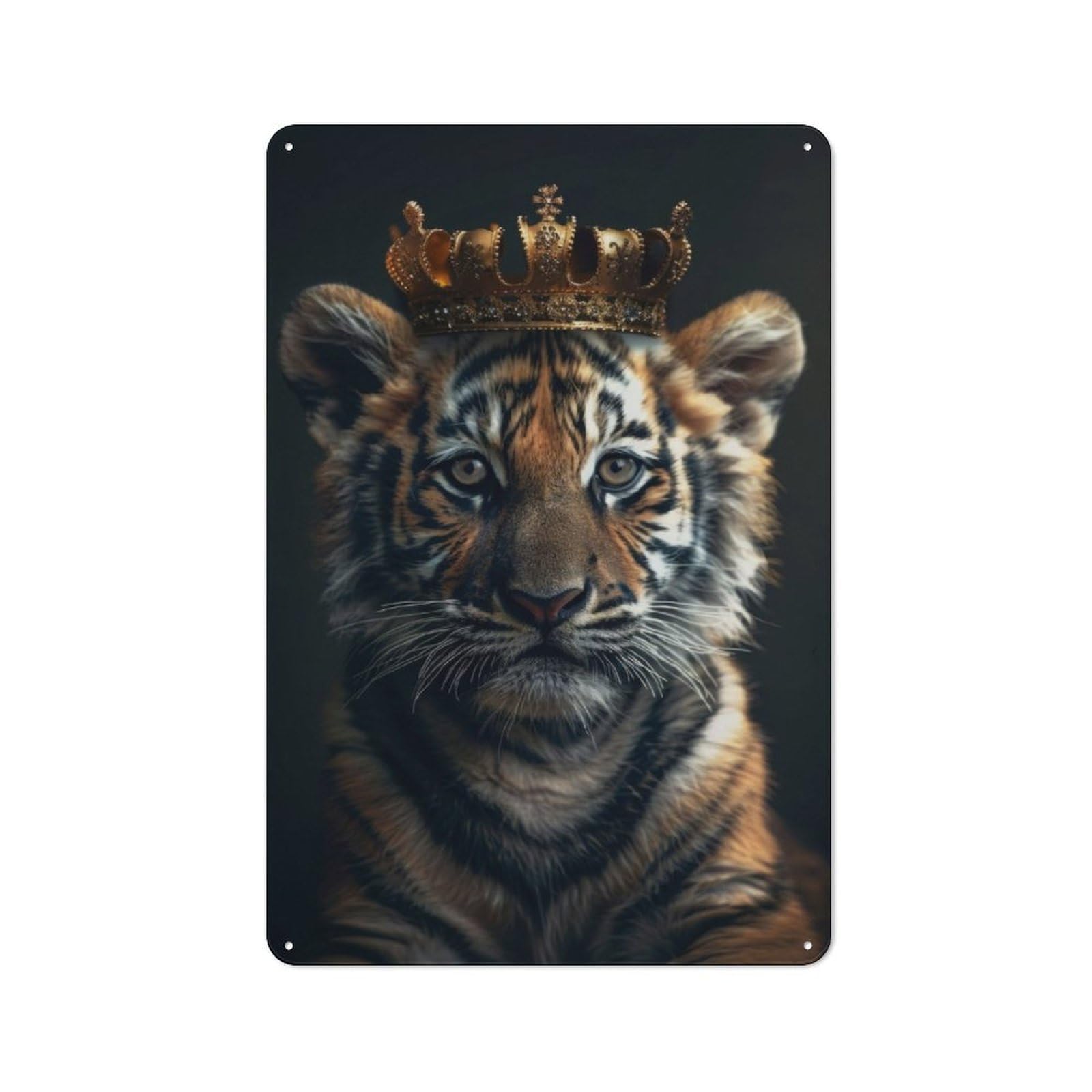 Junmoney Little Tiger King Printed Metal Sign 30X20cm For Café Or Restaurant, New-Space Wall Decor For Café Owners And Decorators