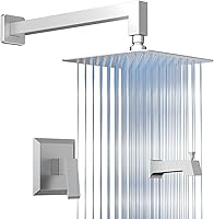 Vista 10 de Sistema de ducha tipo lluvia de alta presión de 8 pulgadas, cabezal de ducha de mano para baño, mezclador de lluvia de lujo, juego completo