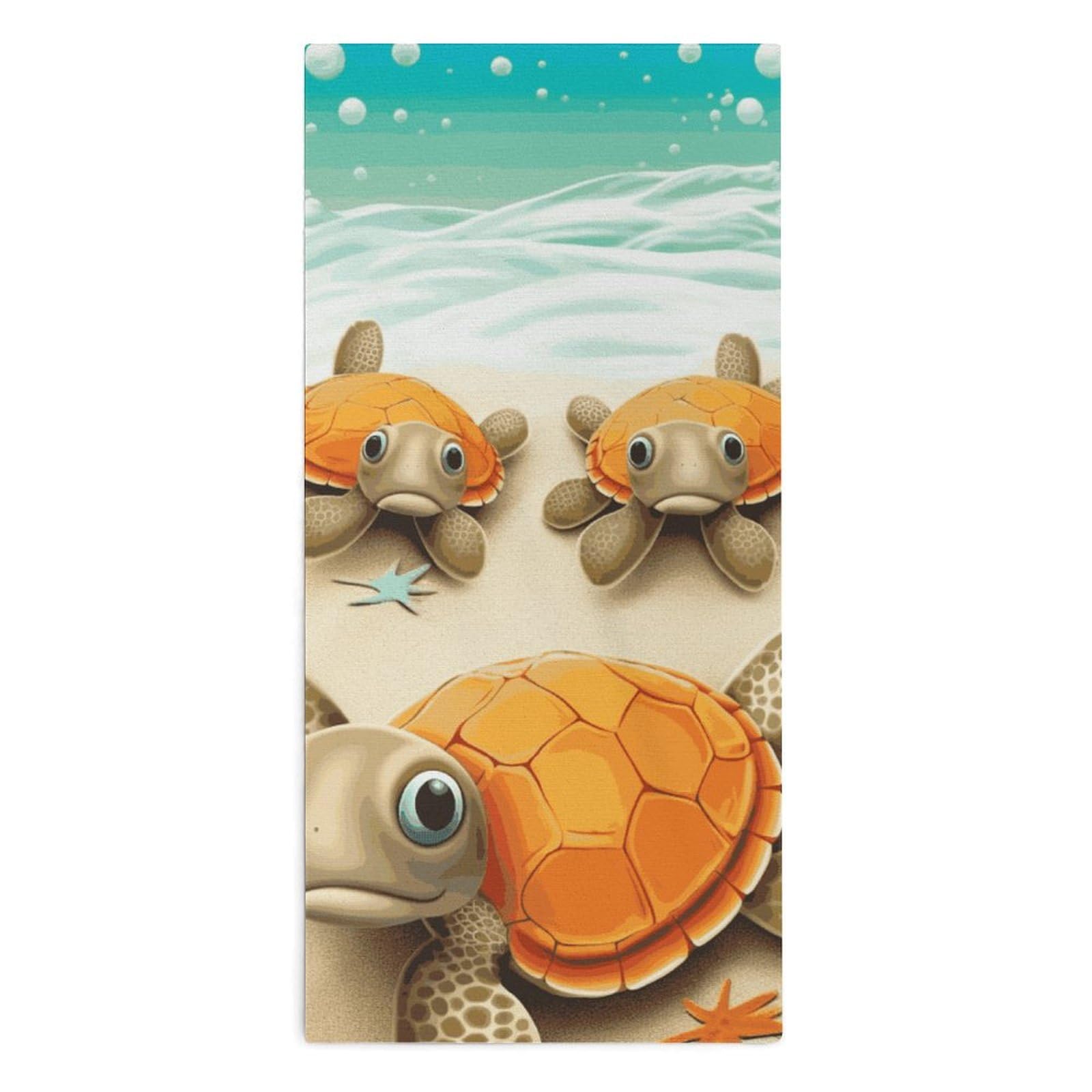 Serviette de bain microfibre ultra absorbante à séchage rapide motif tortue