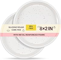 SJ 8 Inch Silicone Round Cake Pans with Metal Reinforced Frame, Nonstick Set of 2 for Layer Cakes, Cheesecake, Chocolate