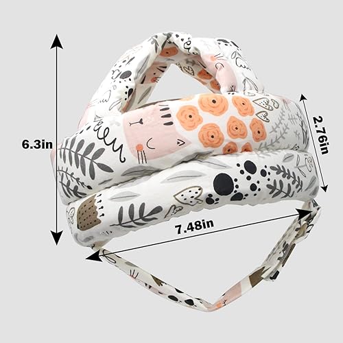 Miniatura 7 de Protector de cabeza de bebé, casco de bebé para gatear, caminar, sin golpes, cabeza de seguridad ajustable para caminar, jugar (gato)