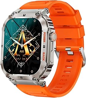 Smart Watch for Men,1.96 Inches HD Outdoor Tactical Sports Rugged Smartwatch,Smart Watch with Bluetooth Call,100+Sports Modes Fitness Tracker, Ip67 Waterproof Smart Watches for iPhone Android