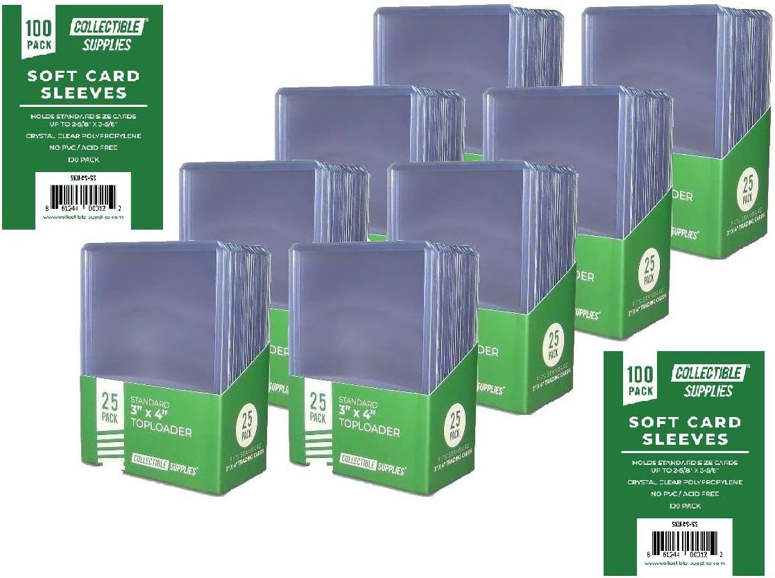 200 Standard 3" x 4" Toploaders and 200 Soft Penny Card Sleeves Package for Single Sports Trading Cards Toploaders for Sportcards Card Collecting