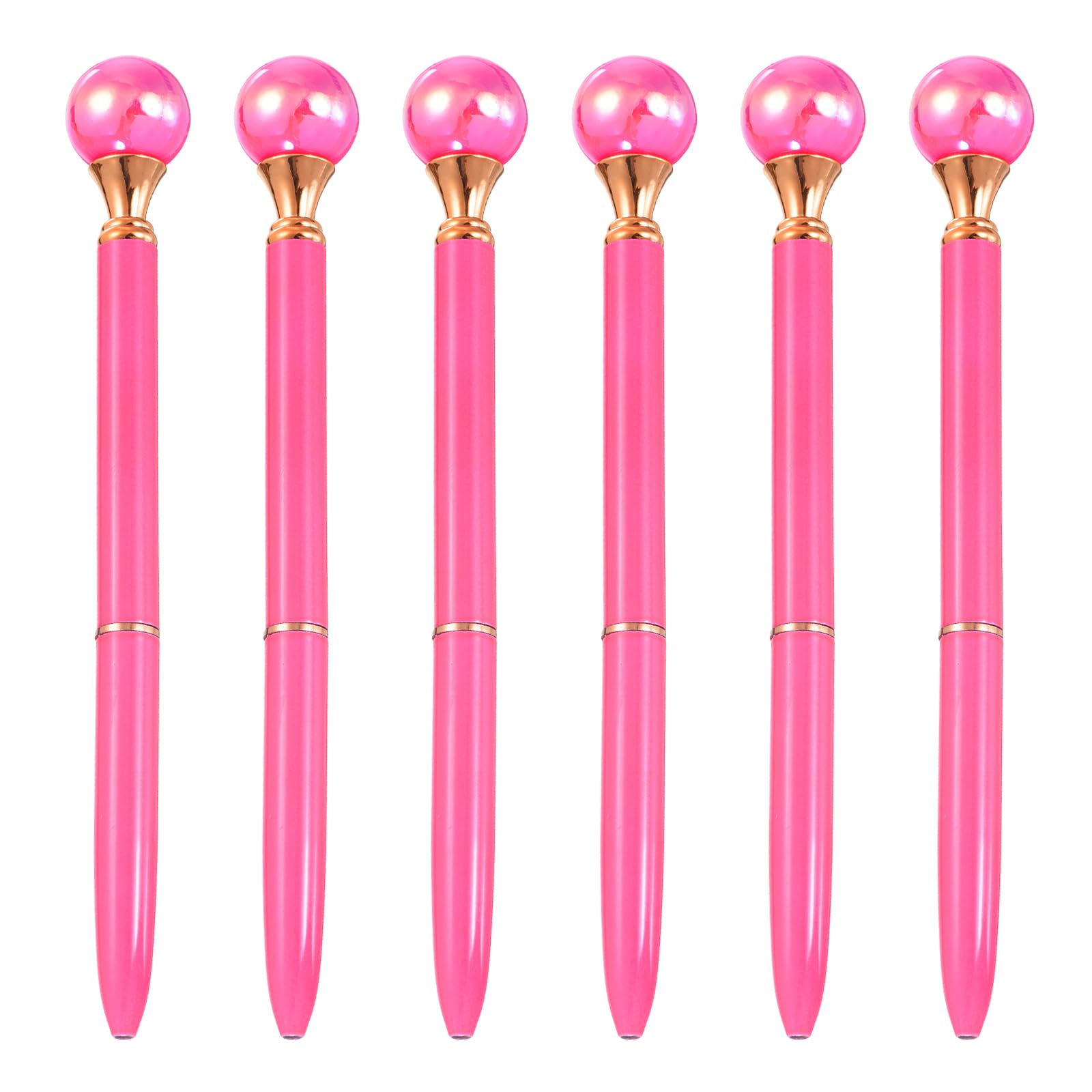 PATIKIL Pearl Ballpoint Pen, 6Pcs Sparkling Bling Metal Pen with Pearl Top Elegant 1.0mm Black Ink Ballpoint Refillable for Office Business Wedding Party Birthday Gift, Fuchsia