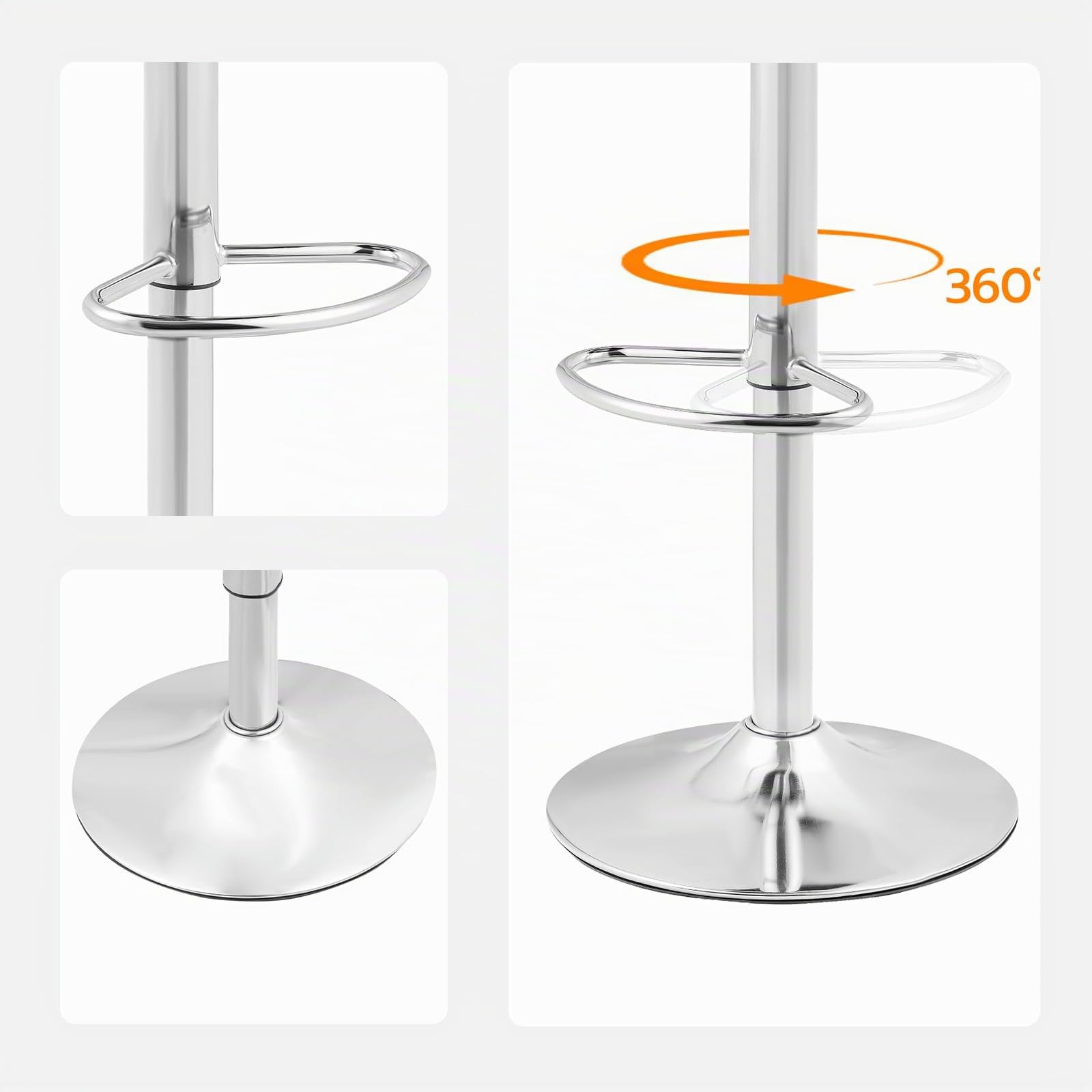 HOOBRO Taburetes de bar, juego de 2, sillas de bar de PU, altura ajustable, asientos de cocina giratorios de 360°, con respaldo y reposapiés, asiento acolchado de espuma, negro ESB33BYP201