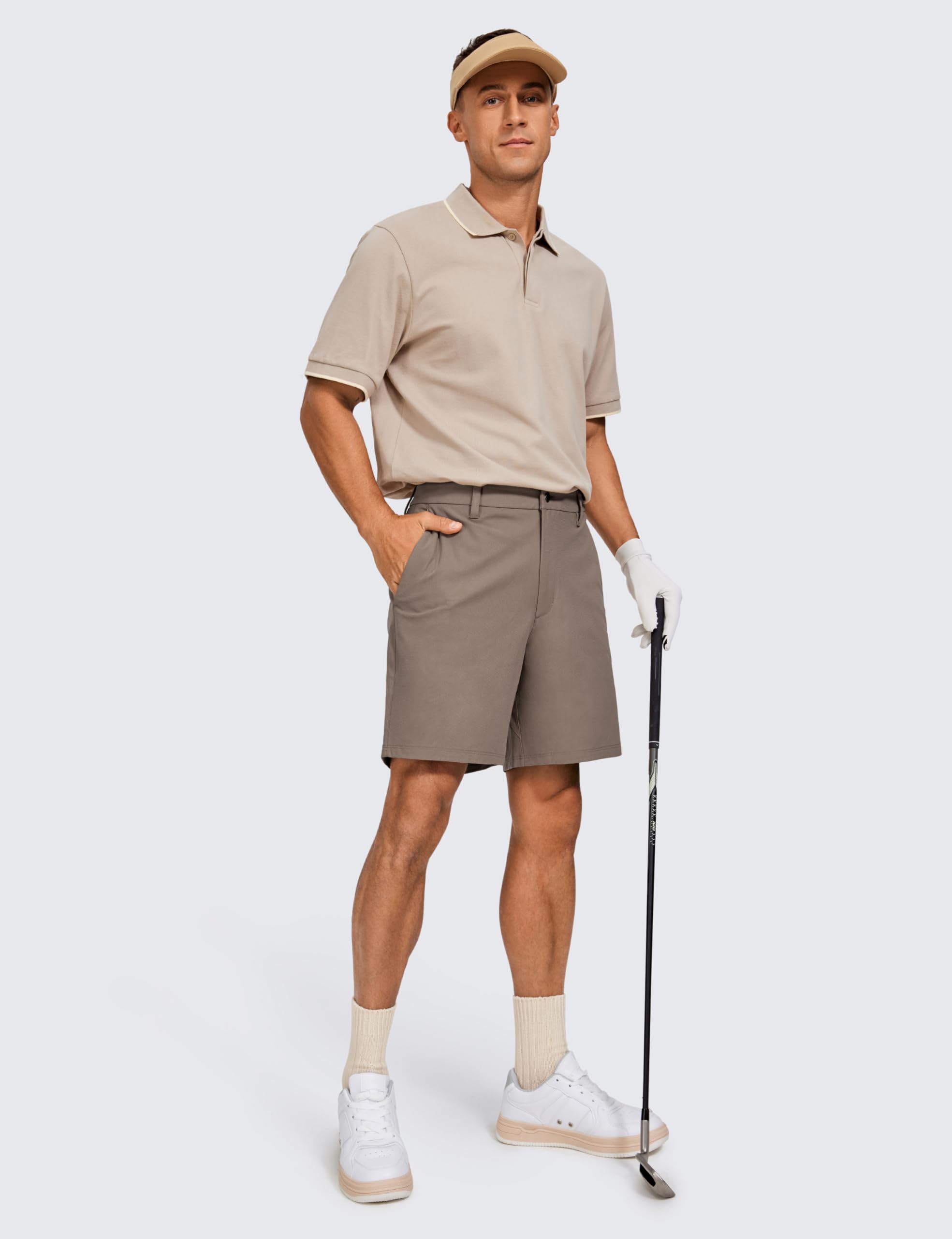 CRZ YOGA Wygodne spodenki golfowe na cały dzień 7" | Przyzwoita rozciągliwość, odporność na zagniecenia, swobodny krój, płaski przód, kieszenie, dla mężczyzn