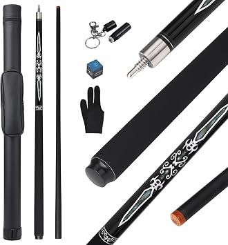 Pool Cue Stick with Hard Case 13mm 6-Layer Tip Professional Pool Cue Stick Fiberglass Pool Cue Billiards Cue Stick for Adults Men Players, 19 Oz, 57"