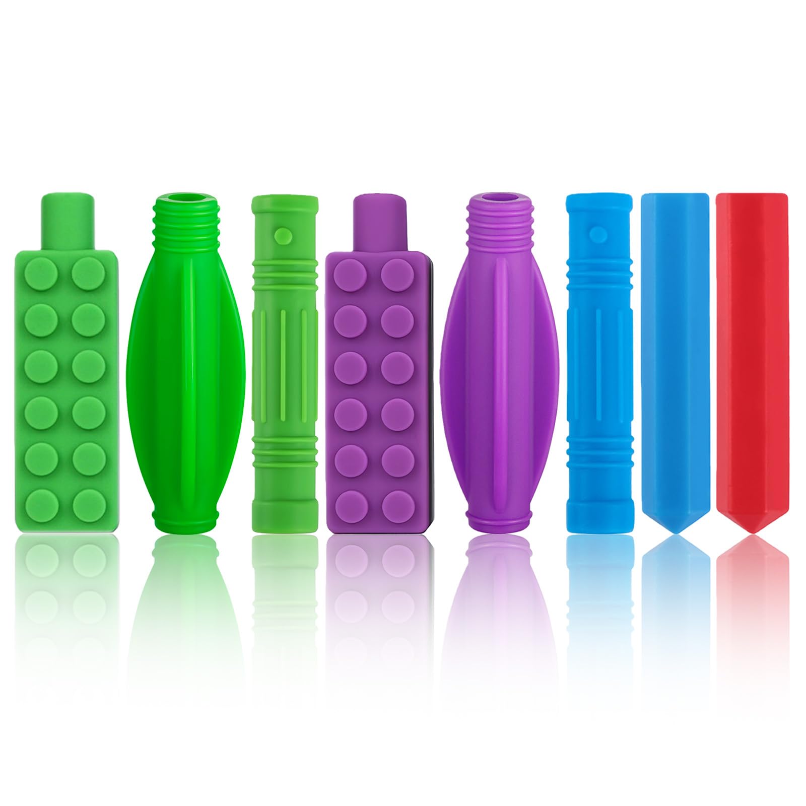 ANSUG 8 Pcs Colour Chewy Pencil Toppers Covers, Silicone Pencil Toppers Chewable, Sensory Chewable Pen Toppers