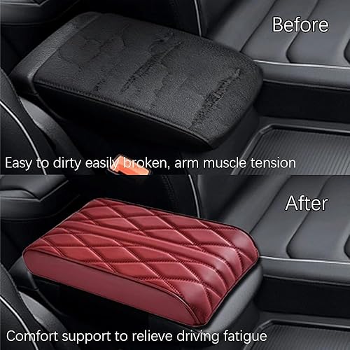 Miniatura 5 de Jsorum Almohadilla de cuero para reposabrazos de automóvil, funda de cuero de espuma viscoelástica, funda de cuero sintético para reposabrazos de