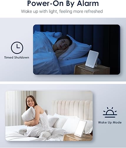 Miniatura 4 de Lámpara de terapia de luz recargable, lámpara de luz solar de 10000 lux, luz de terapia con función de despertador, lámpara de luz diurna con