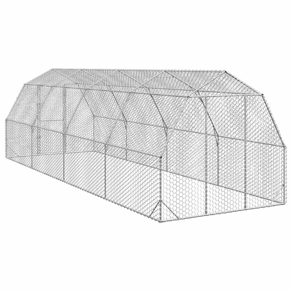 Gallinero de 2,5 x 8 x 2,25 m, de acero galvanizado, con puerta con cerradura y malla de alambre, jaula grande para gallinas, patos y gansos