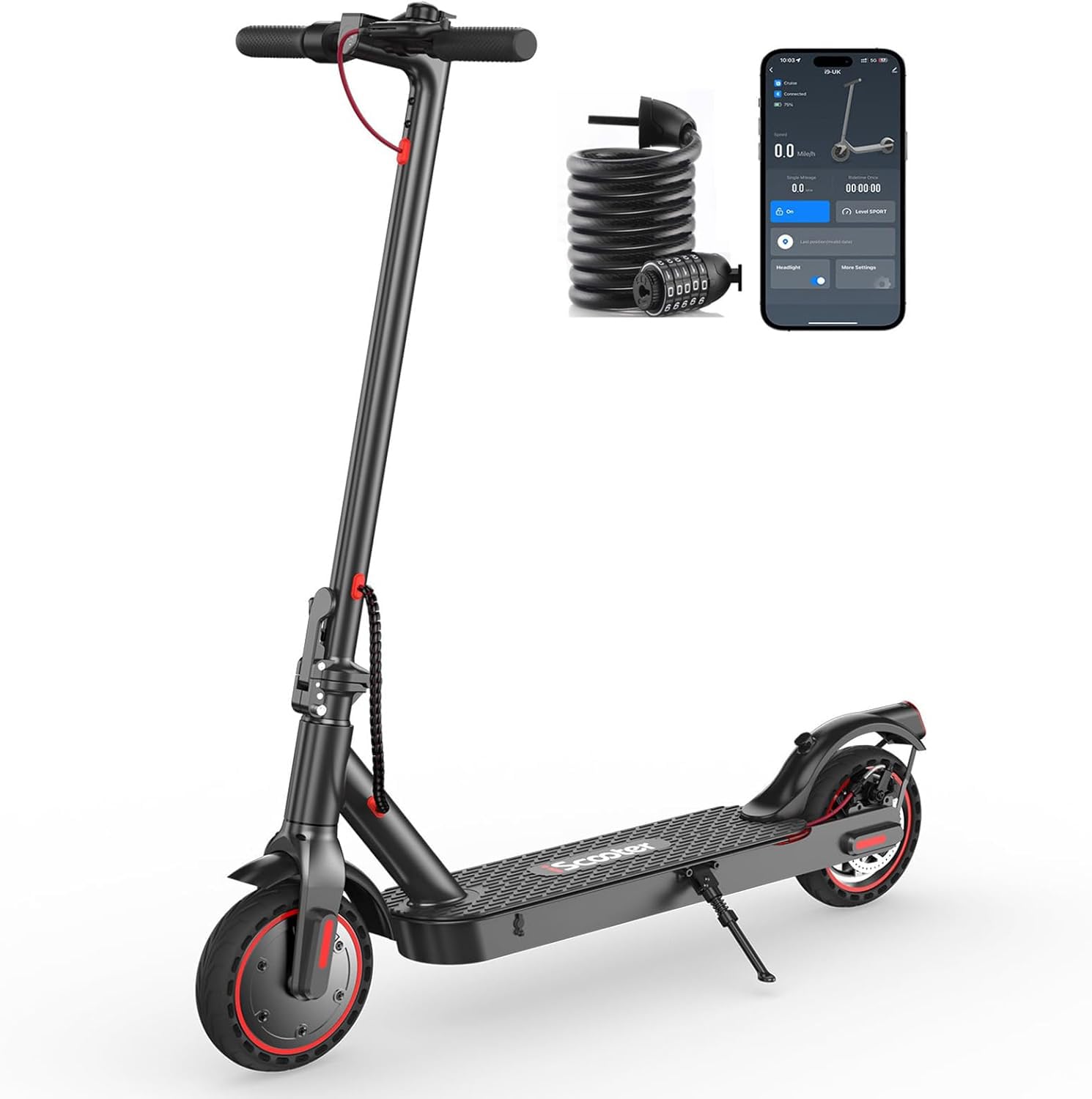 iScooter Electric Scooter, i8/i9 Electric Scooters Adult with 8.5” Tires, Max 30km Range, 3 Speed Mode, Foldable Electric Scooters with Cruise Control, Double Braking System for Adults and Teens