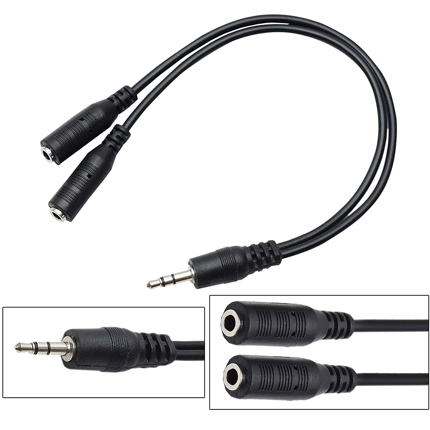 Latest Gold Plated 3.5mm Jack Headphone Mic Audio Y Splitter Cable 3.5mm 1 Male to 2 Female with Separate Headset/Microphone Adapter -30 cm-image-28