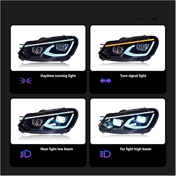 LED Headlight Assembly For VW For Golf 6 MK 6 2008 2009 2010 2011 2012 2013 LED Projetor Head Lamp Daytime Running Light Car Headlight