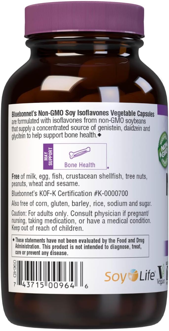 Bluebonnet Nutrition Non-GMO Soy Isoflavones, Bone Health*, Vegan, Kosher Parve, Gluten-Free, 60 Vegetable Capsules, 60 Servings - Image 3