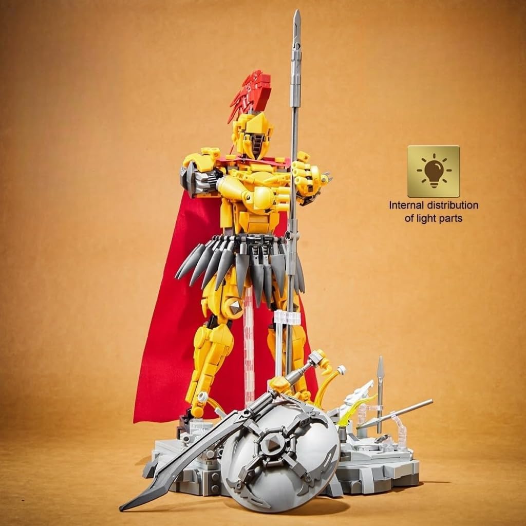 Greek Gods Red Armor Knight Toy Set, Mini Roman Soldier Building Blocks Kits, Acropolis Colosseum Knight Collections, Gifts for Mythology Lovers, 878 Pcs, for Adult