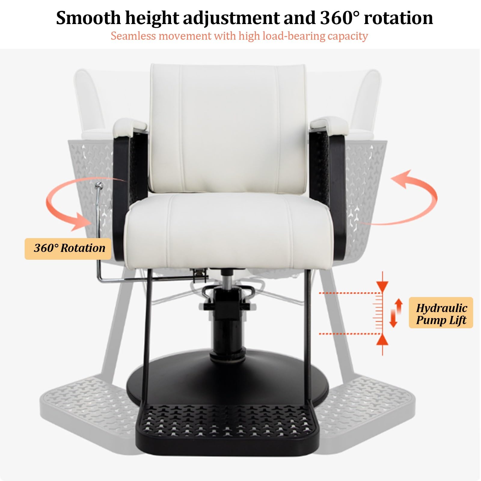 Friseurstühle, Schwerlast-Hydraulik-Friseurstuhl - 360° drehbarer Stylingstuhl für Friseursalons und Tattoo-Studios, strapazierfähiges PU-Leder, Hohlmetallrahmen - Professionelle Ausstattung