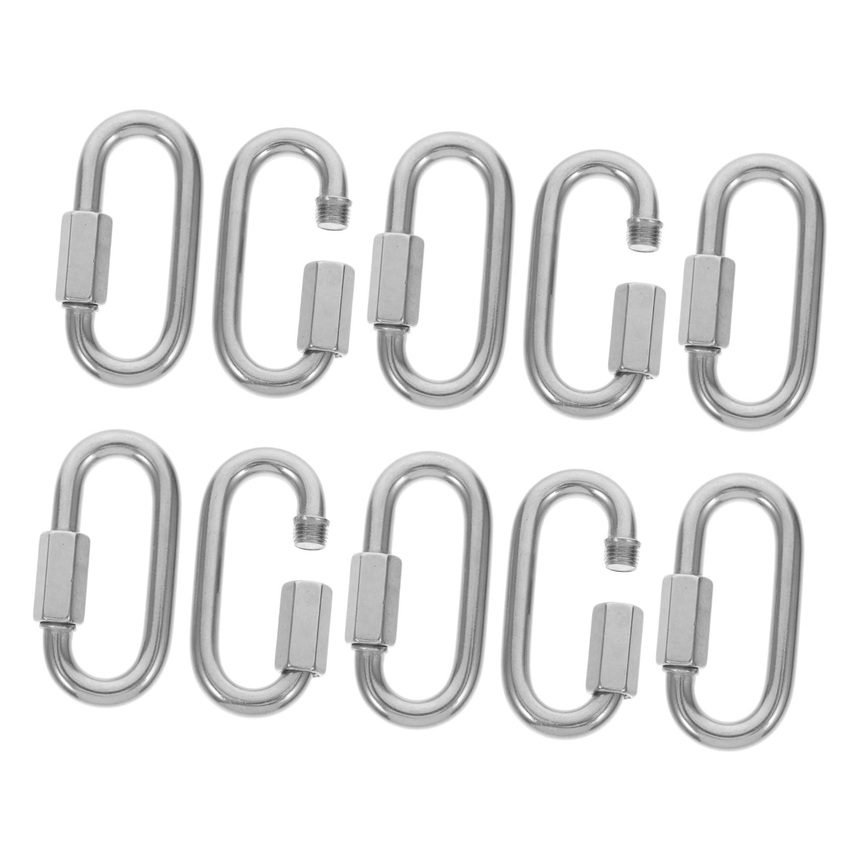 Didiseaon 10 piezas Conectores Rápidos de Cadena de Acero Inoxidable Mosquetones Tipo D Resistentes para Uso Industrial Construcción y Camping Enlaces Seguros para Equipos de Interior y