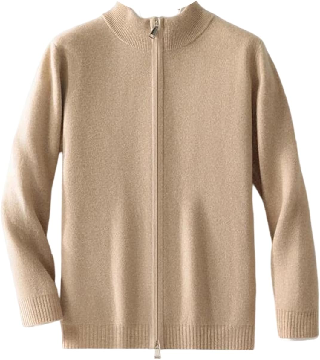 Men’S Merino Wool Zipper Cardigan Sweater Long Sleeve Loose Soft Warm Top