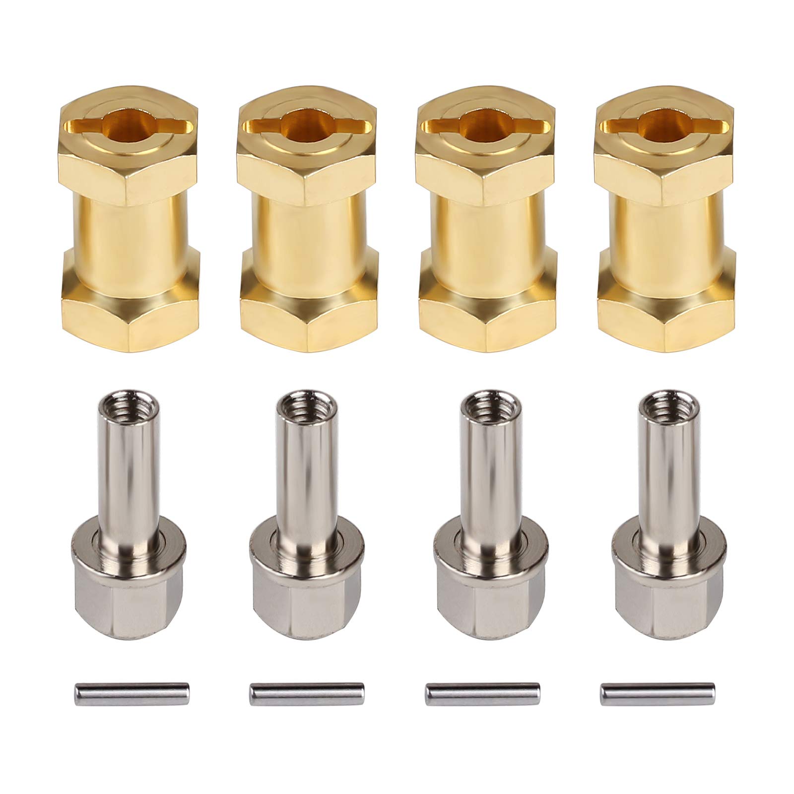 INJORA RC Hex Hub 12mm Brass Wheels Hex Hub Extension Hex Drive Adapter for 1/10 RC Crawler Axial SCX10 90046 D90 (20mm)