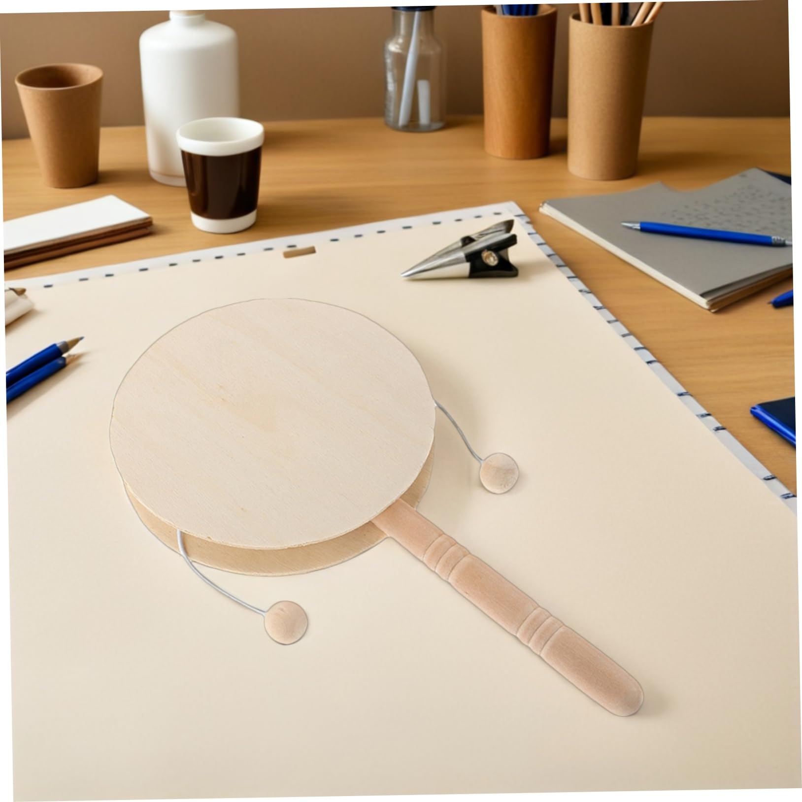 10stücke Junge Mädchen DIY Holz Rasseltrommel Rund Unbemalt Percussion Instrumente Zum Bemalen Musikalisches Kinderspielzeug Für Vorschule Kreatives Bastelprojekt
