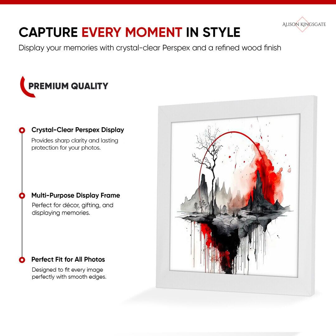 Alison Kingsgate Modern 24X24 White Picture Frames- Engineered Wood Photo Frame with Shatterproof Perspex Front- Ideal for Posters Certificates & Artwork- Wall Mount or Tabletop Display - Image 5