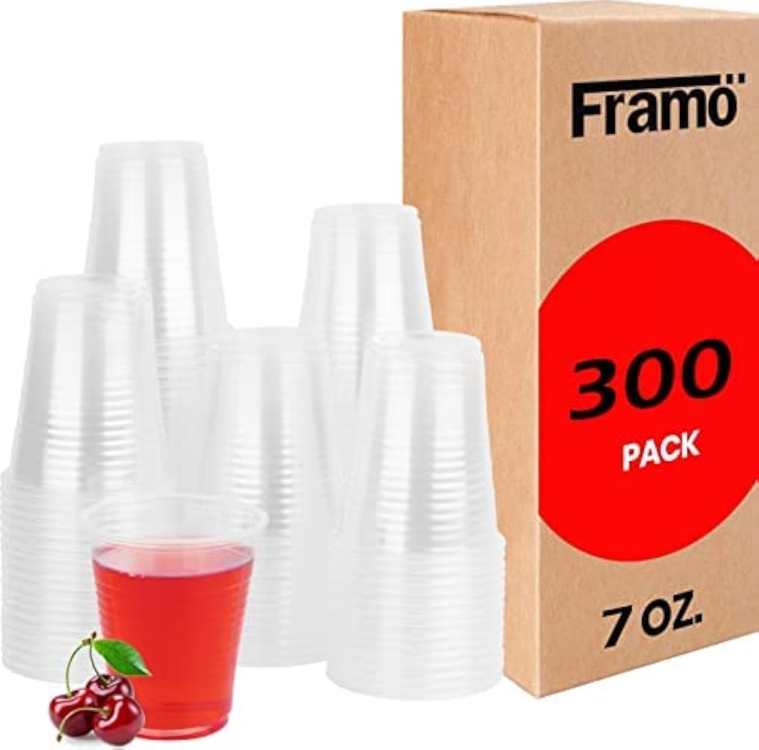 7 oz Clear Plastic Cups – Disposable Cups for Parties, Picnics, BBQ and Events Perfect for Cold Drinks Great Value for Home and Commercial Use Translucent Design (300)